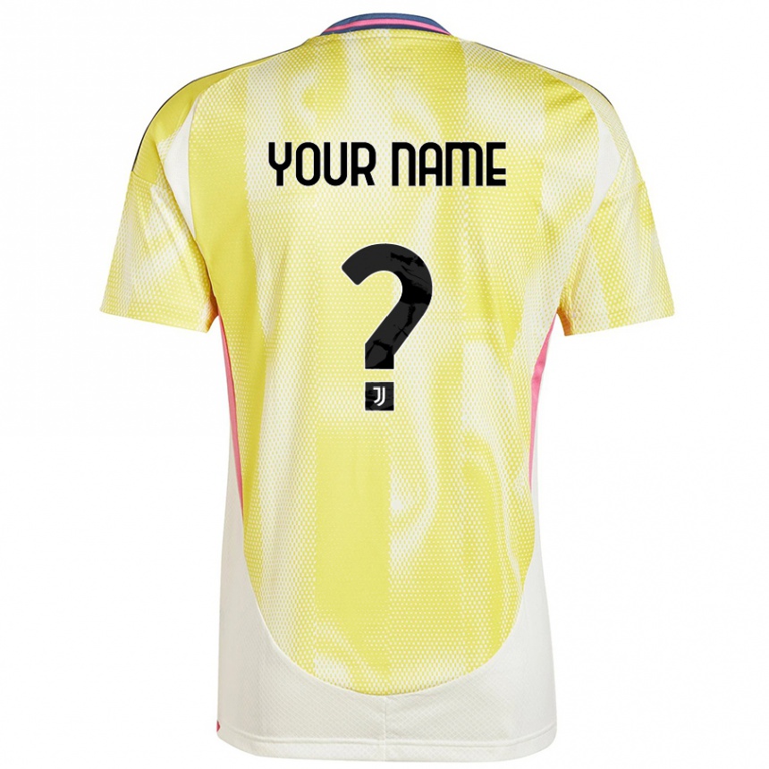 Kids Football Your Name #0 Solar Yellow Away Jersey 2024/25 T-Shirt Uk