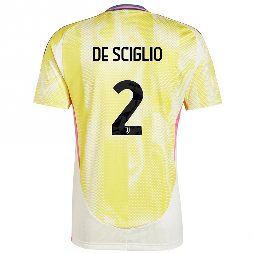 Kids Football Mattia De Sciglio #2 Solar Yellow Away Jersey 2024/25 T-Shirt Uk