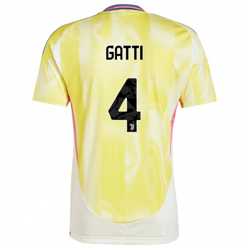 Kids Football Federico Gatti #4 Solar Yellow Away Jersey 2024/25 T-Shirt Uk