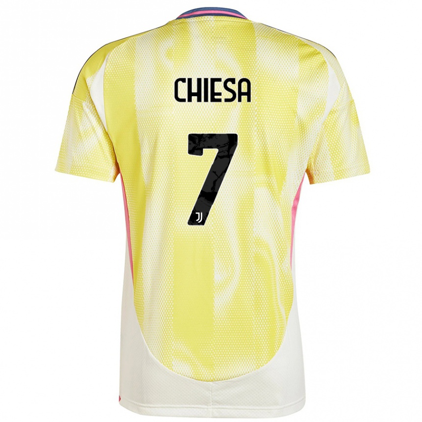 Kids Football Federico Chiesa #7 Solar Yellow Away Jersey 2024/25 T-Shirt Uk