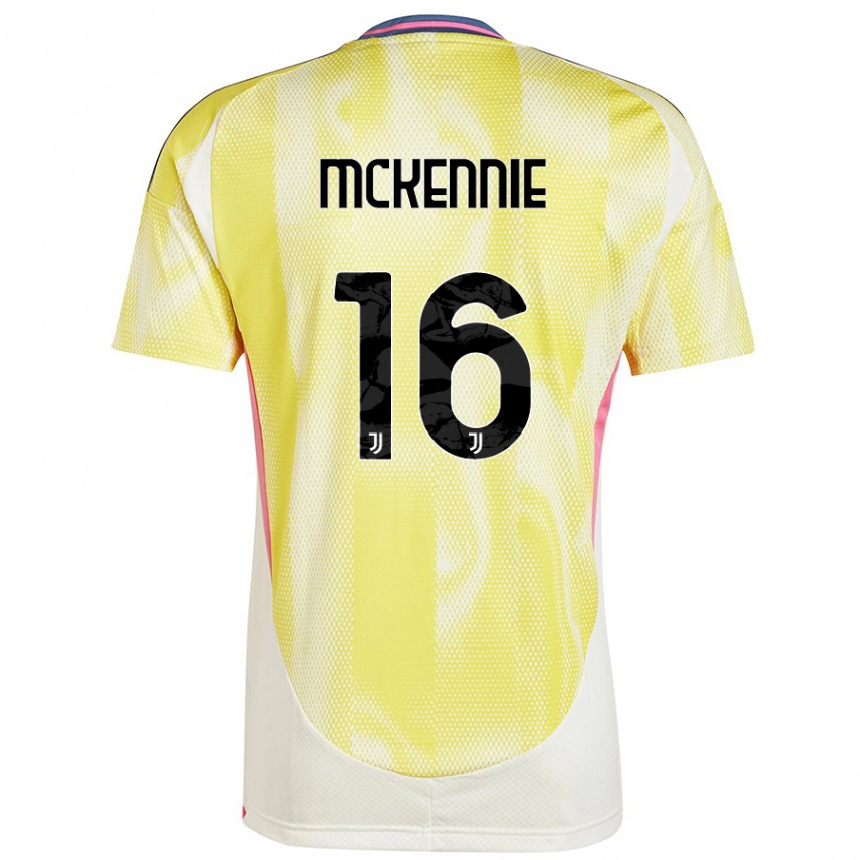 Kids Football Weston Mckennie #16 Solar Yellow Away Jersey 2024/25 T-Shirt Uk