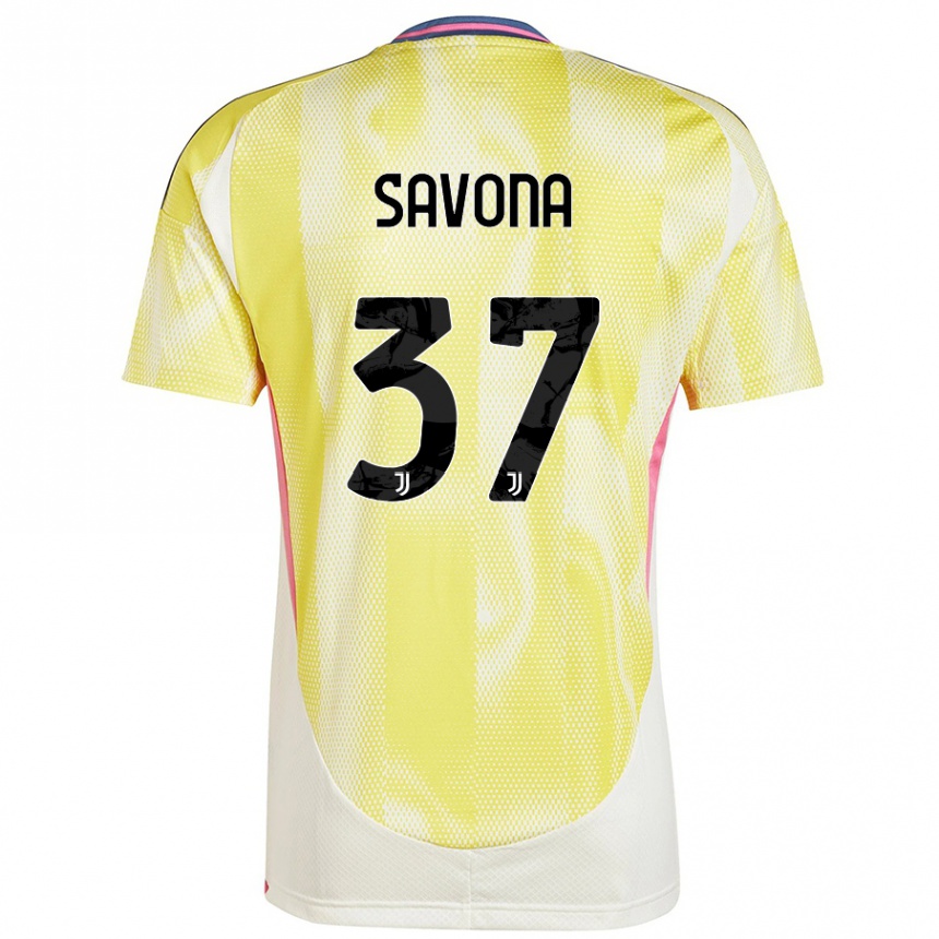 Kids Football Nicolo Savona #37 Solar Yellow Away Jersey 2024/25 T-Shirt Uk