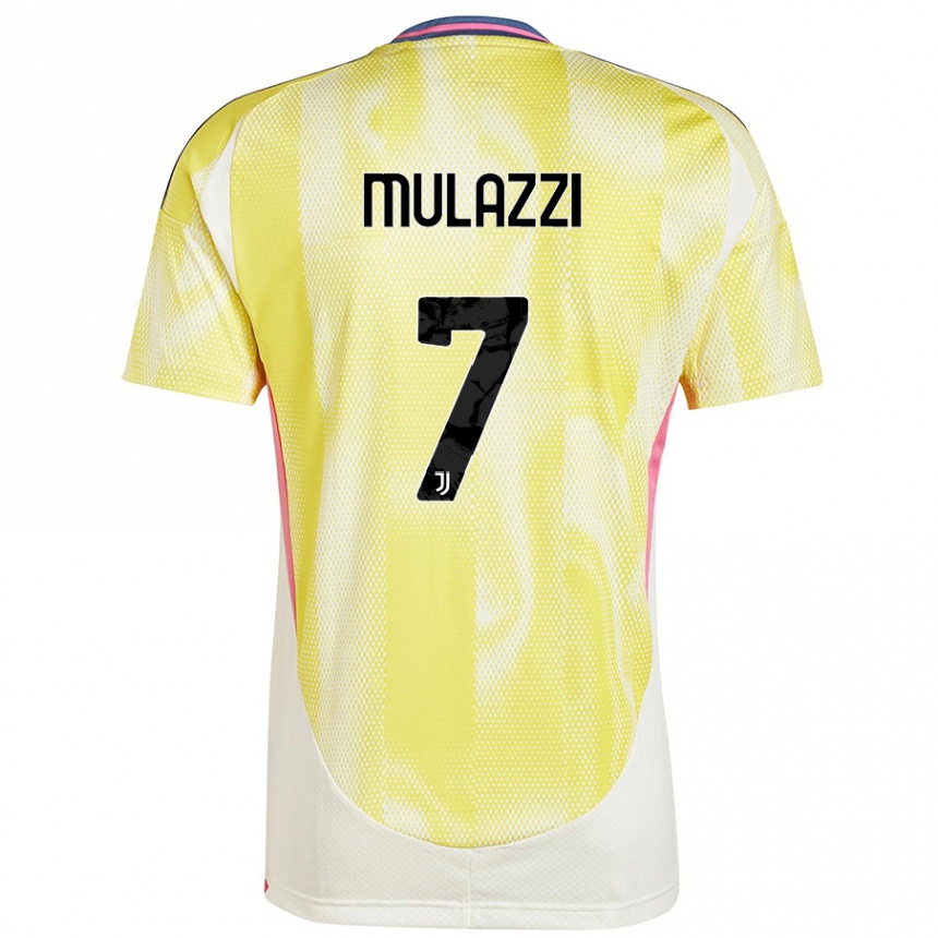 Kids Football Gabriele Mulazzi #7 Solar Yellow Away Jersey 2024/25 T-Shirt Uk