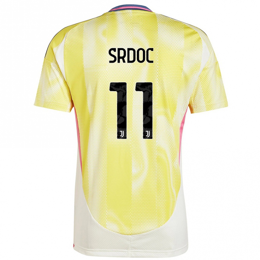 Kids Football Ivano Srdoc #11 Solar Yellow Away Jersey 2024/25 T-Shirt Uk