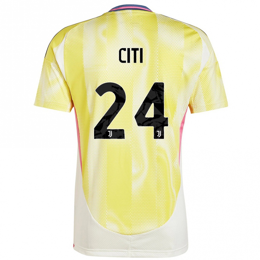 Kids Football Alessandro Citi #24 Solar Yellow Away Jersey 2024/25 T-Shirt Uk