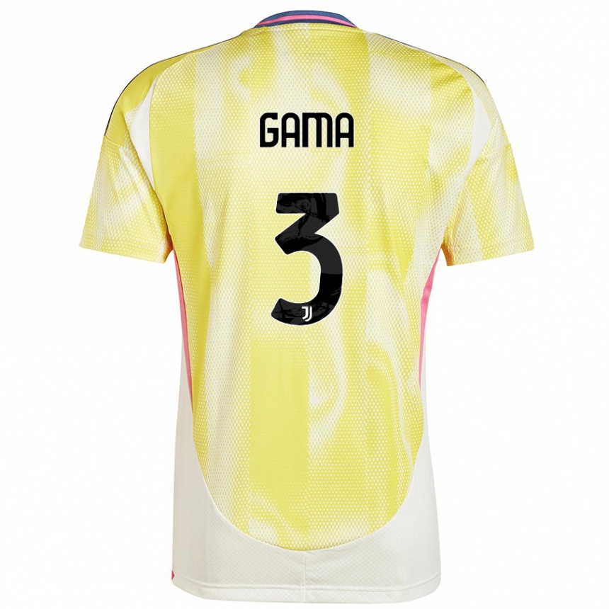 Kids Football Sara Gama #3 Solar Yellow Away Jersey 2024/25 T-Shirt Uk