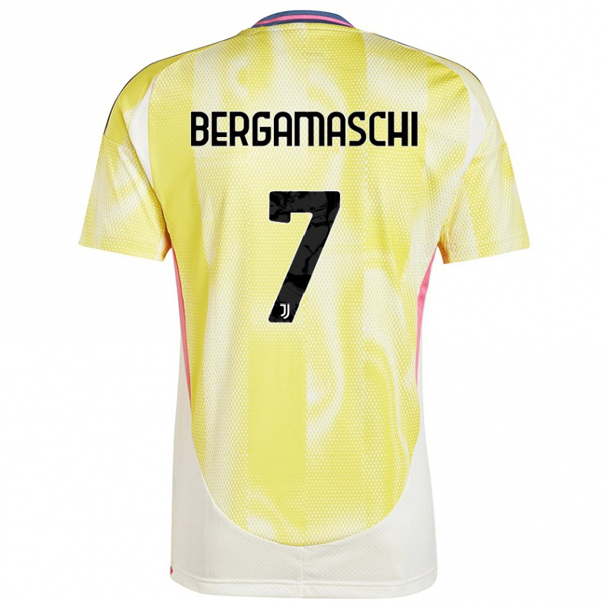 Kids Football Valentina Bergamaschi #7 Solar Yellow Away Jersey 2024/25 T-Shirt Uk