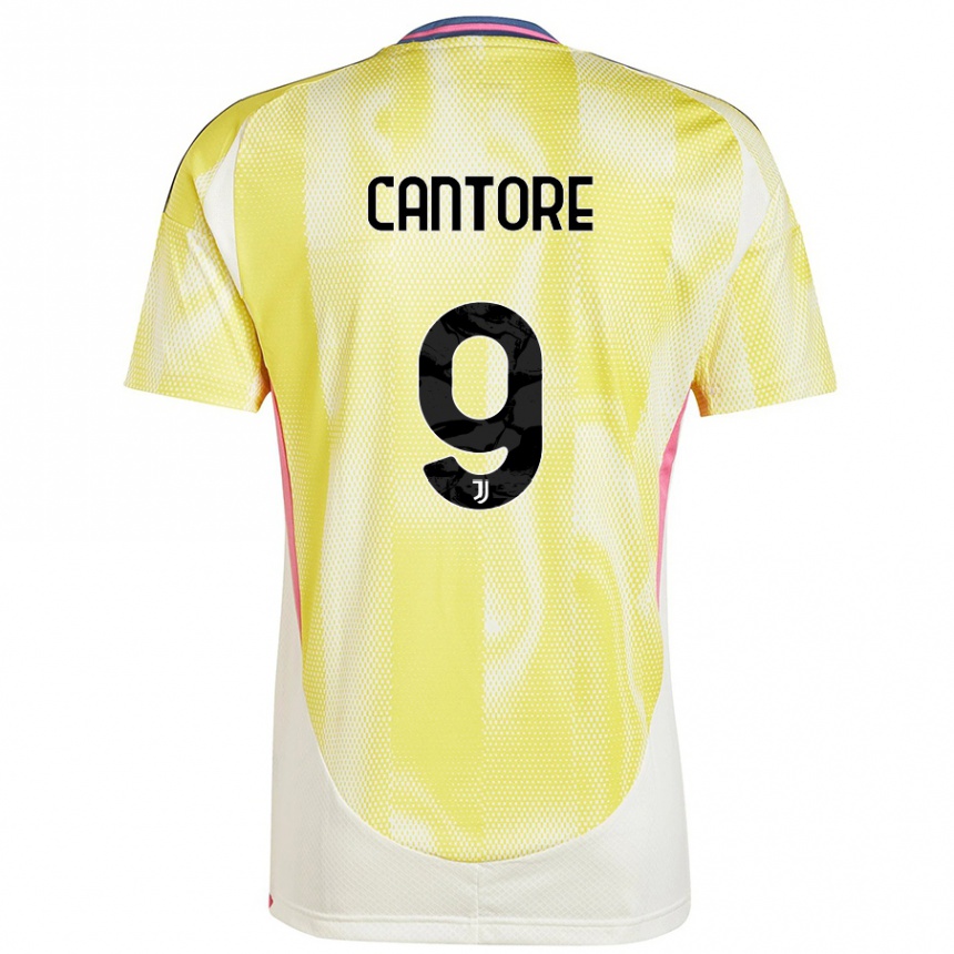 Kids Football Sofia Cantore #9 Solar Yellow Away Jersey 2024/25 T-Shirt Uk