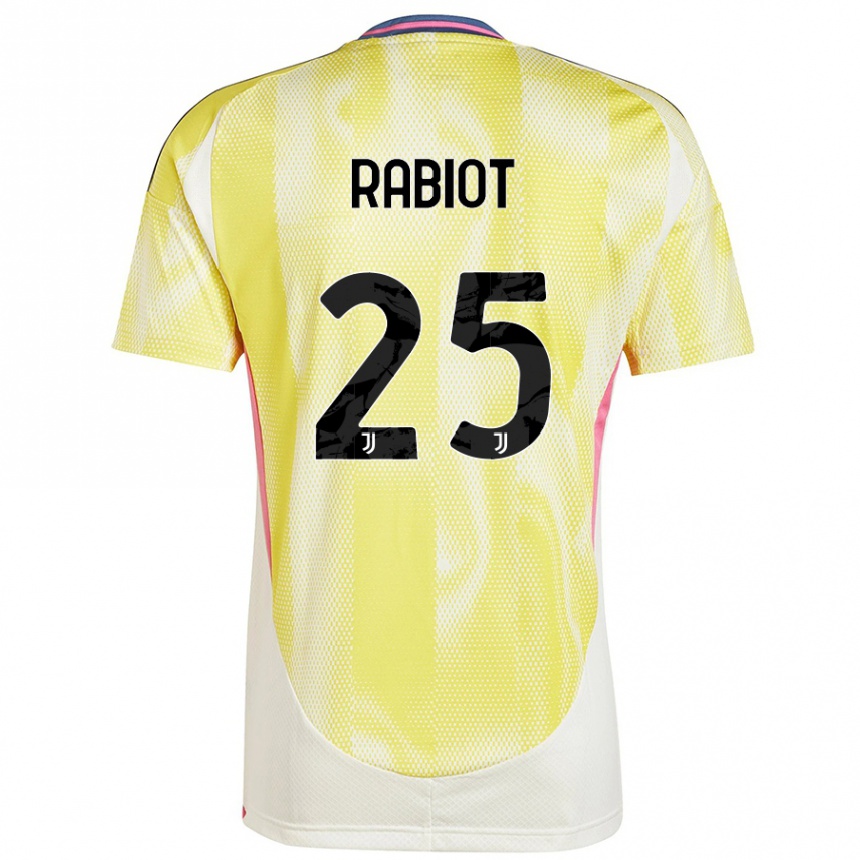 Kids Football Adrien Rabiot #25 Solar Yellow Away Jersey 2024/25 T-Shirt Uk