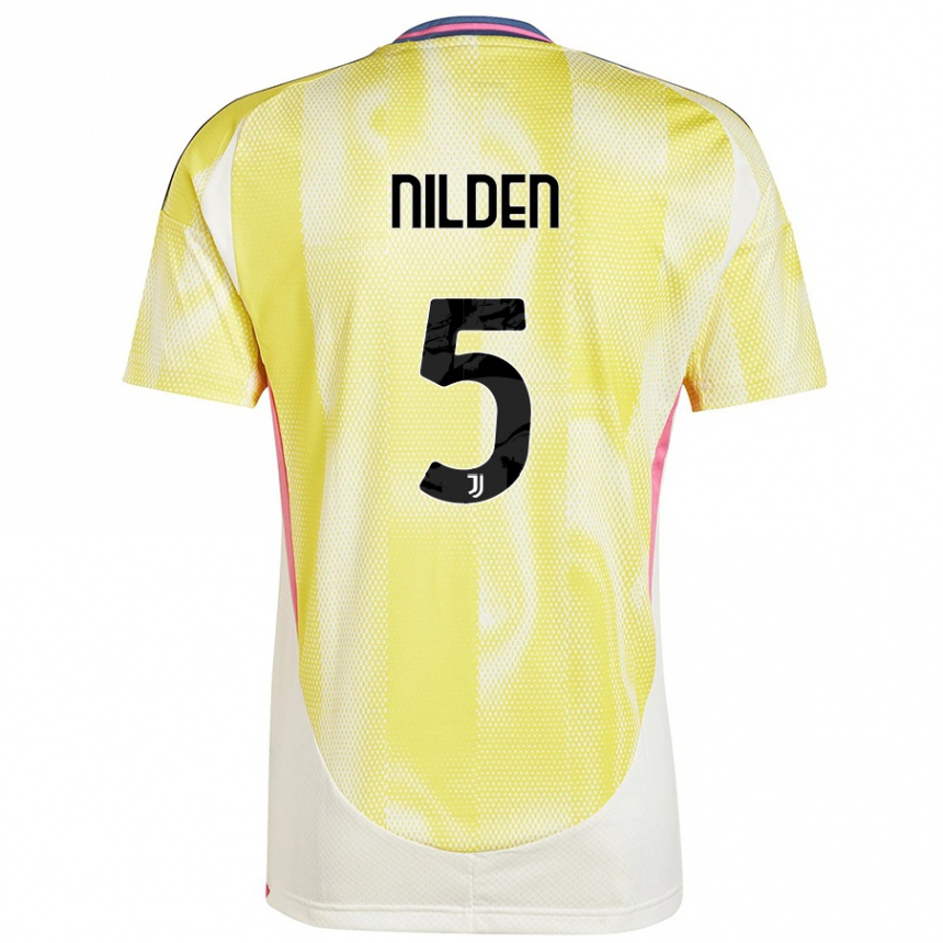 Kids Football Amanda Nilden #5 Solar Yellow Away Jersey 2024/25 T-Shirt Uk