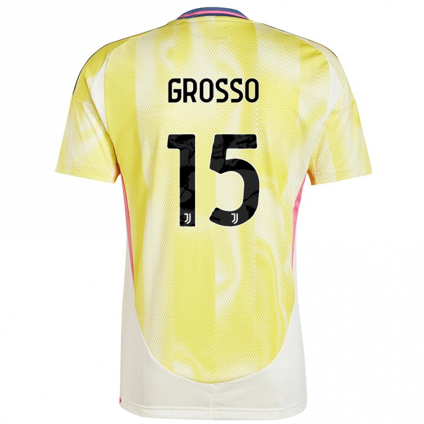 Kids Football Julia Grosso #15 Solar Yellow Away Jersey 2024/25 T-Shirt Uk