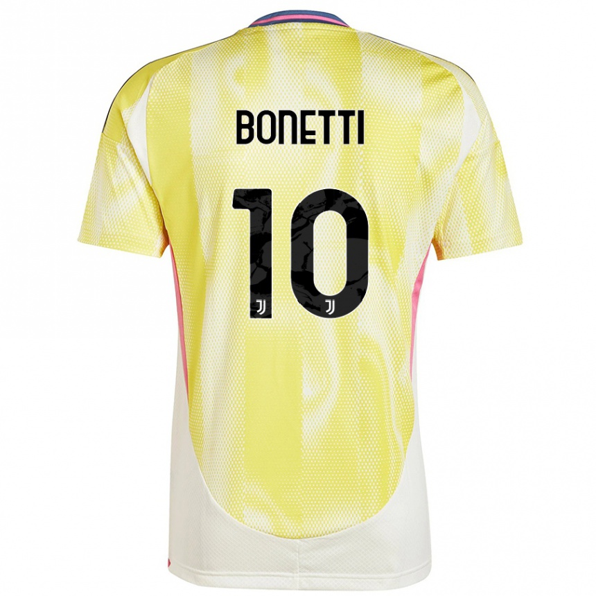 Kids Football Andrea Bonetti #10 Solar Yellow Away Jersey 2024/25 T-Shirt Uk