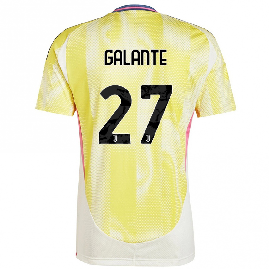 Kids Football Tommaso Galante #27 Solar Yellow Away Jersey 2024/25 T-Shirt Uk