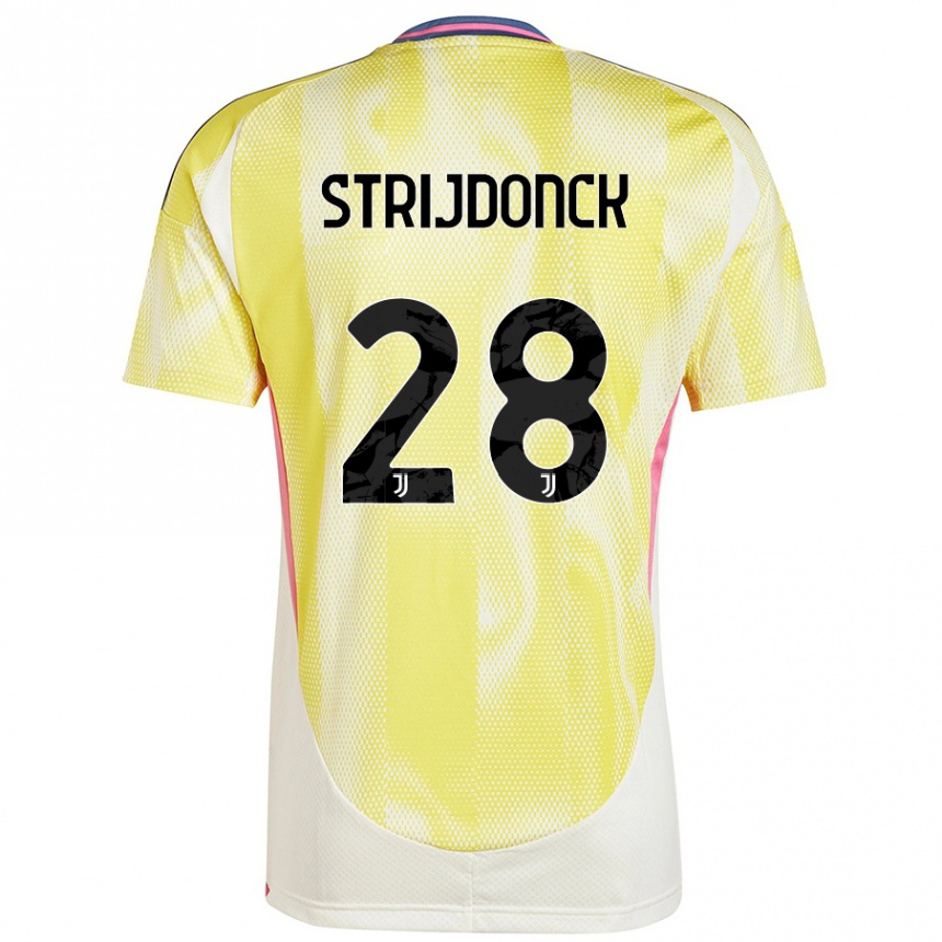 Kids Football Bayron Strijdonck #28 Solar Yellow Away Jersey 2024/25 T-Shirt Uk