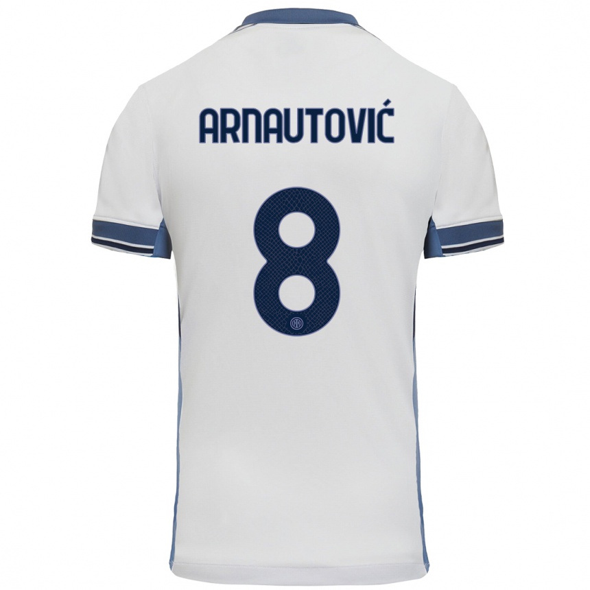 Kids Football Marko Arnautovic #8 White Grey Away Jersey 2024/25 T-Shirt Uk