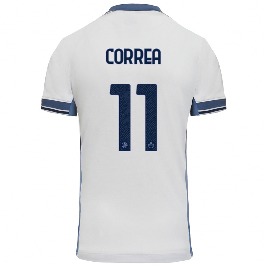 Kids Football Joaquin Correa #11 White Grey Away Jersey 2024/25 T-Shirt Uk