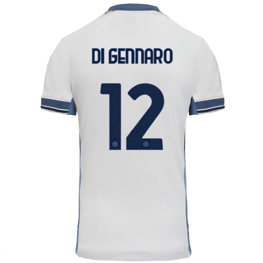 Kids Football Raffaele Di Gennaro #12 White Grey Away Jersey 2024/25 T-Shirt Uk