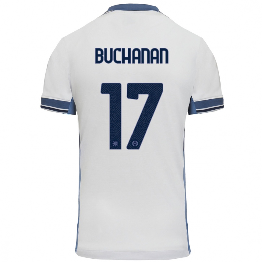 Kids Football Tajon Buchanan #17 White Grey Away Jersey 2024/25 T-Shirt Uk