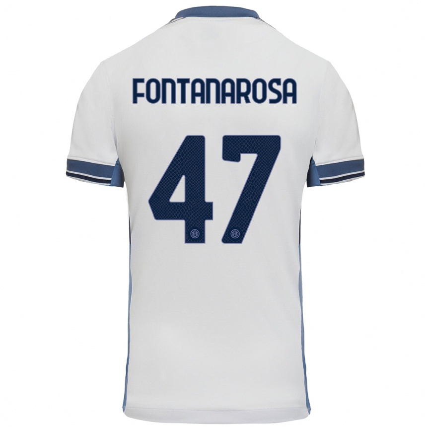 Kids Football Alessandro Fontanarosa #47 White Grey Away Jersey 2024/25 T-Shirt Uk