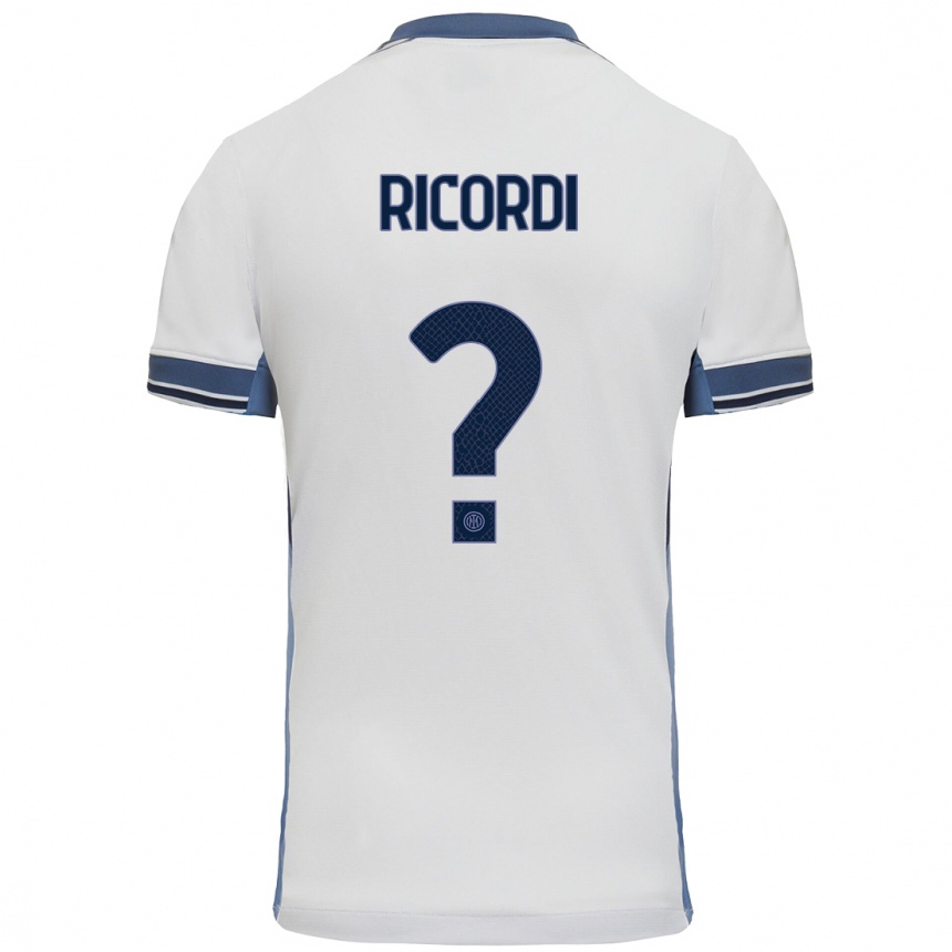 Kids Football Tommaso Ricordi #0 White Grey Away Jersey 2024/25 T-Shirt Uk