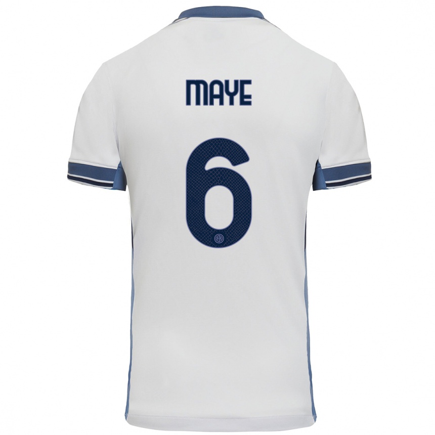 Kids Football Yvan Maye #6 White Grey Away Jersey 2024/25 T-Shirt Uk