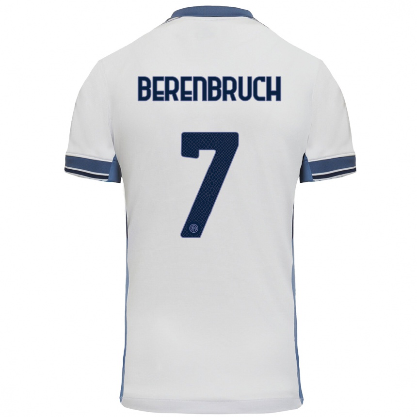 Kids Football Thomas Berenbruch #7 White Grey Away Jersey 2024/25 T-Shirt Uk