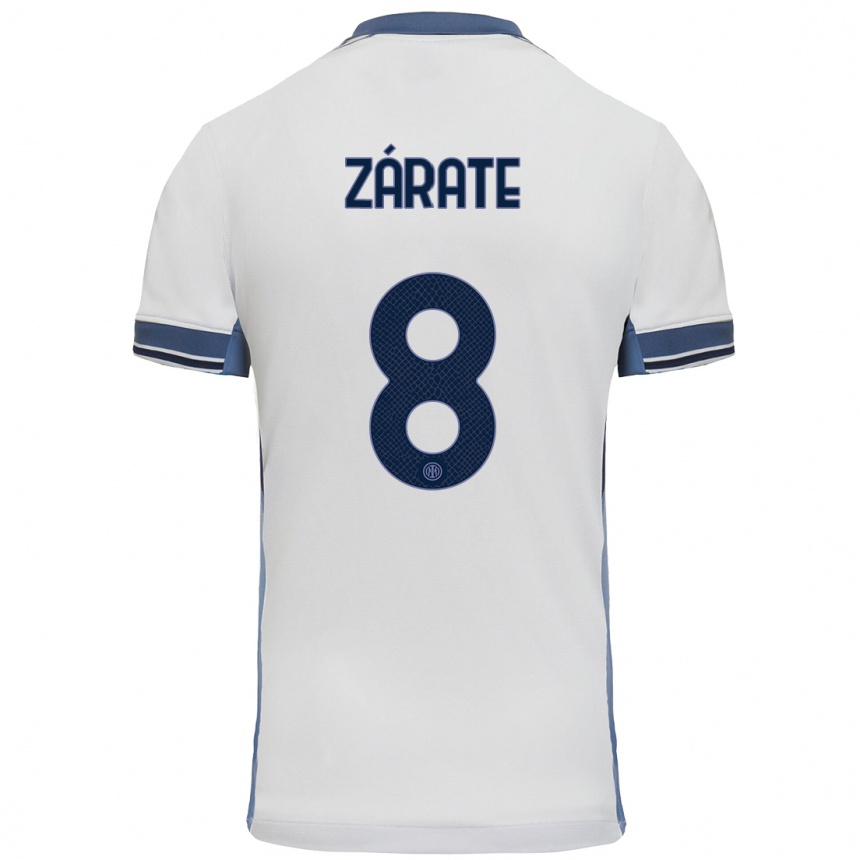 Kids Football Dilan Zárate #8 White Grey Away Jersey 2024/25 T-Shirt Uk