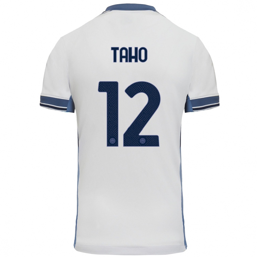 Kids Football Alain Taho #12 White Grey Away Jersey 2024/25 T-Shirt Uk