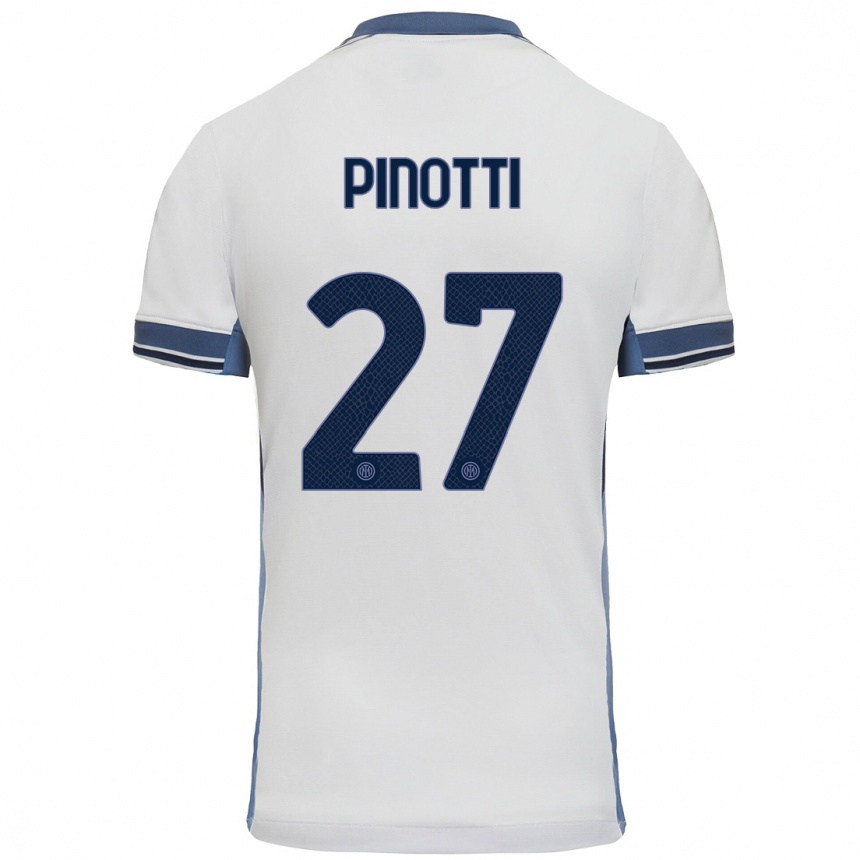 Kids Football Manuel Pinotti #27 White Grey Away Jersey 2024/25 T-Shirt Uk