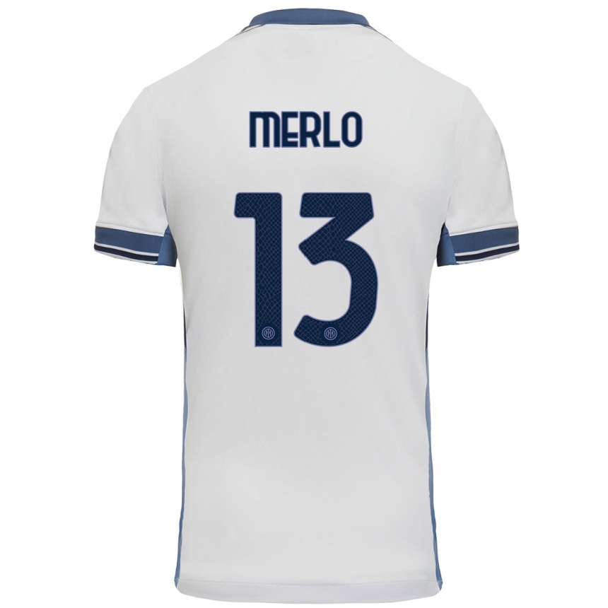 Kids Football Beatrice Merlo #13 White Grey Away Jersey 2024/25 T-Shirt Uk