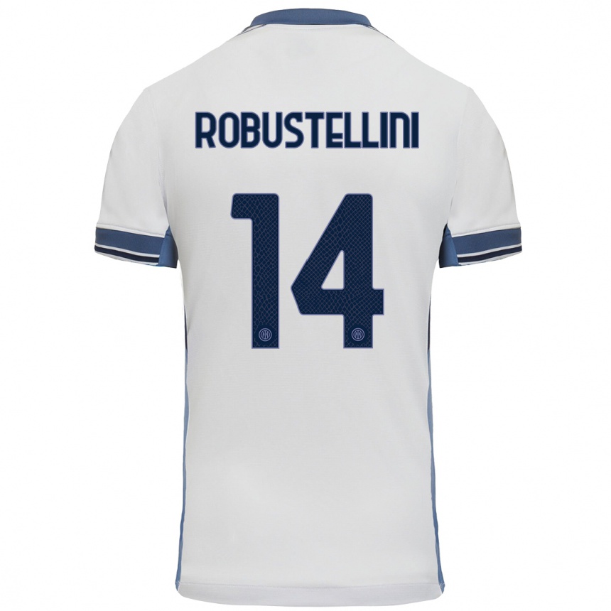 Kids Football Chiara Robustellini #14 White Grey Away Jersey 2024/25 T-Shirt Uk