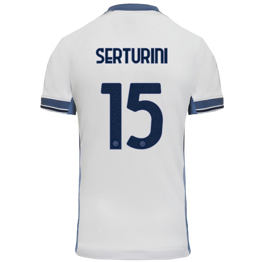 Kids Football Annamaria Serturini #15 White Grey Away Jersey 2024/25 T-Shirt Uk