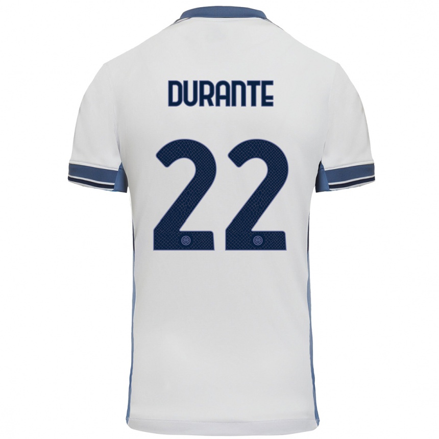 Kids Football Francesca Durante #22 White Grey Away Jersey 2024/25 T-Shirt Uk