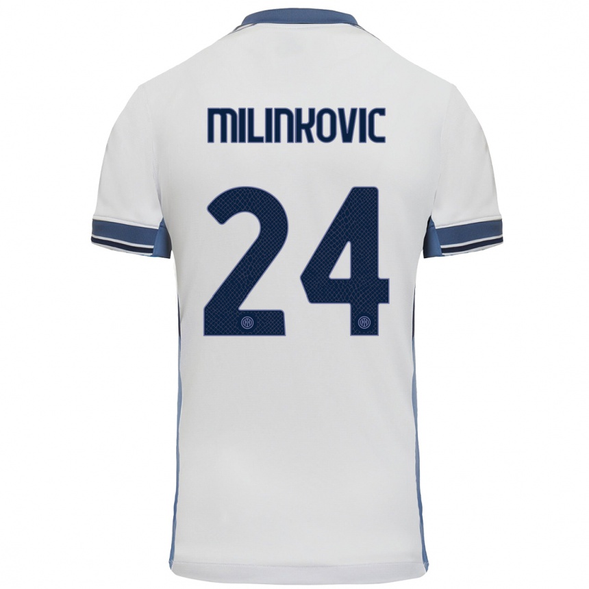 Kids Football Marija Milinković #24 White Grey Away Jersey 2024/25 T-Shirt Uk