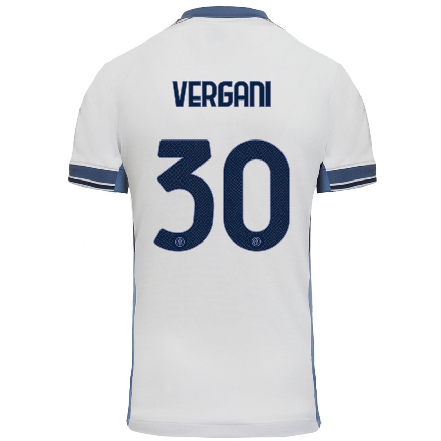 Kids Football Bianca Vergani #30 White Grey Away Jersey 2024/25 T-Shirt Uk