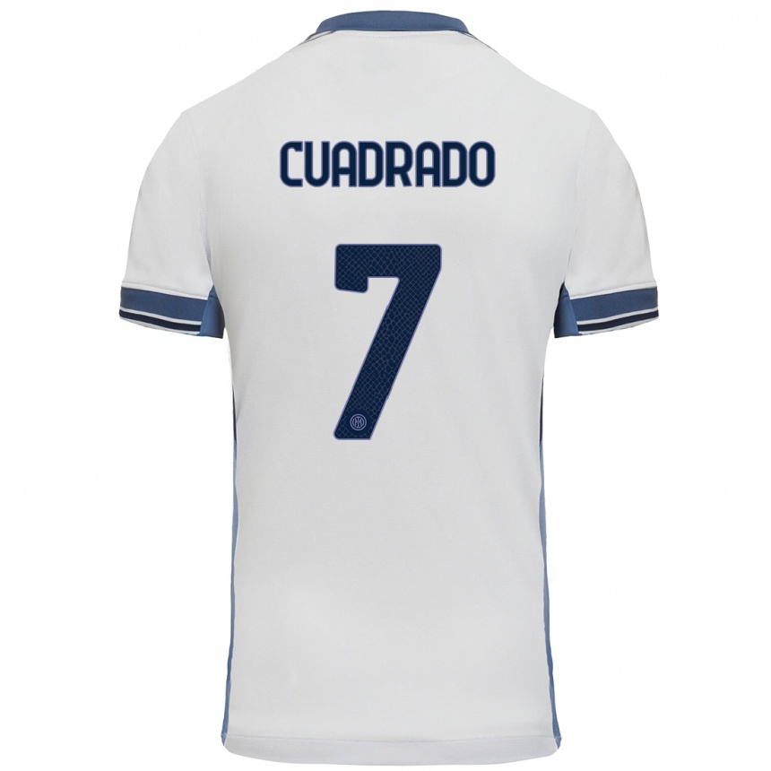 Kids Football Juan Cuadrado #7 White Grey Away Jersey 2024/25 T-Shirt Uk