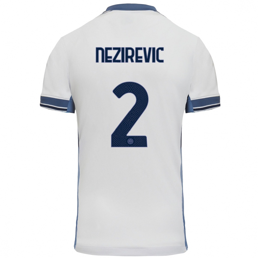 Kids Football Alem Nezirevic #2 White Grey Away Jersey 2024/25 T-Shirt Uk