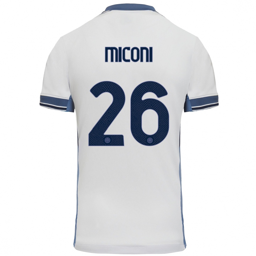 Kids Football Riccardo Miconi #26 White Grey Away Jersey 2024/25 T-Shirt Uk