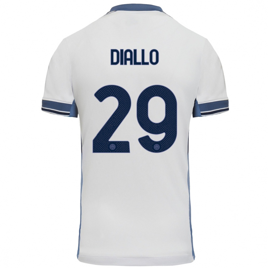 Kids Football Oumar Diallo #29 White Grey Away Jersey 2024/25 T-Shirt Uk