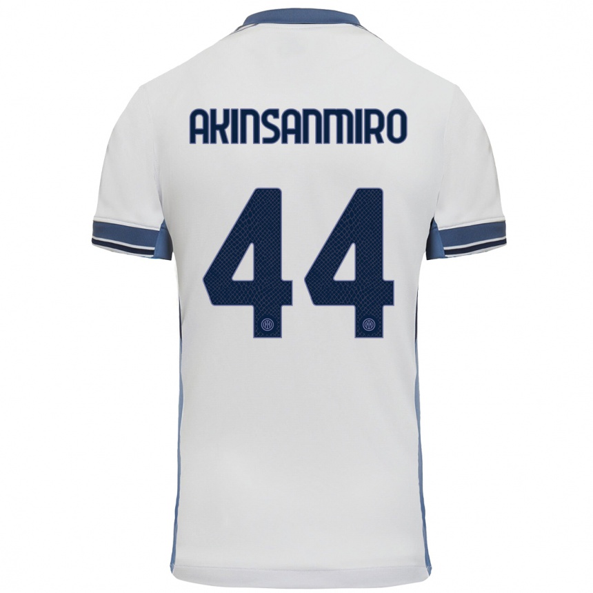 Kids Football Ebenezer Akinsanmiro #44 White Grey Away Jersey 2024/25 T-Shirt Uk