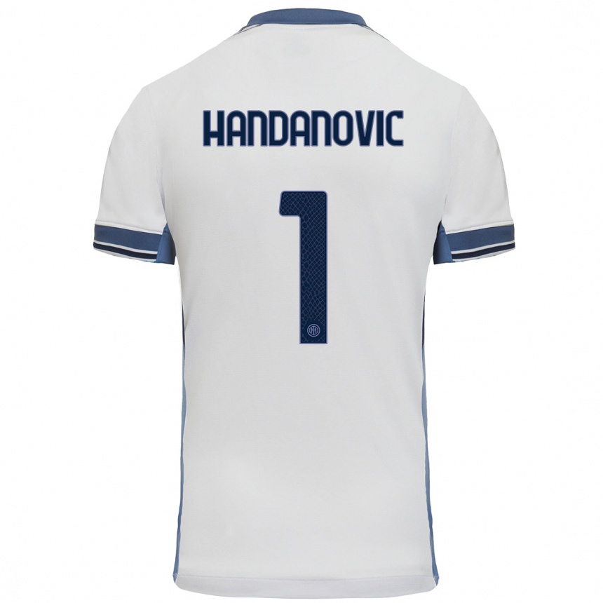 Kids Football Samir Handanovic #1 White Grey Away Jersey 2024/25 T-Shirt Uk