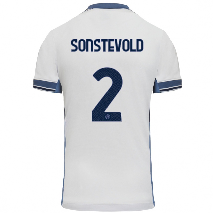 Kids Football Anja Sonstevold #2 White Grey Away Jersey 2024/25 T-Shirt Uk