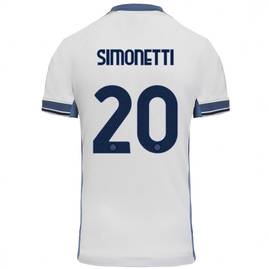 Kids Football Flaminia Simonetti #20 White Grey Away Jersey 2024/25 T-Shirt Uk