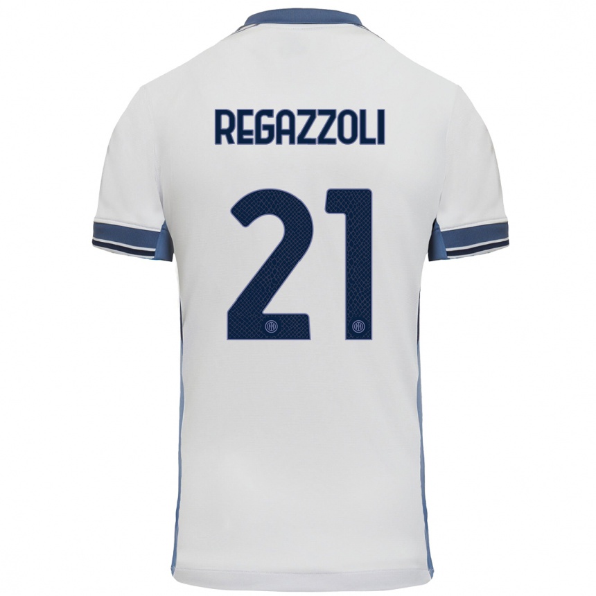 Kids Football Alice Regazzoli #21 White Grey Away Jersey 2024/25 T-Shirt Uk