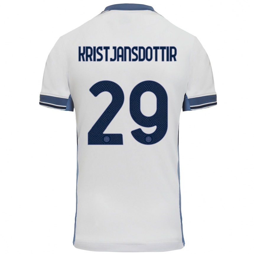 Kids Football Anna Bjork Kristjansdottir #29 White Grey Away Jersey 2024/25 T-Shirt Uk