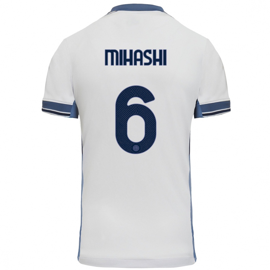 Kids Football Mana Mihashi #6 White Grey Away Jersey 2024/25 T-Shirt Uk