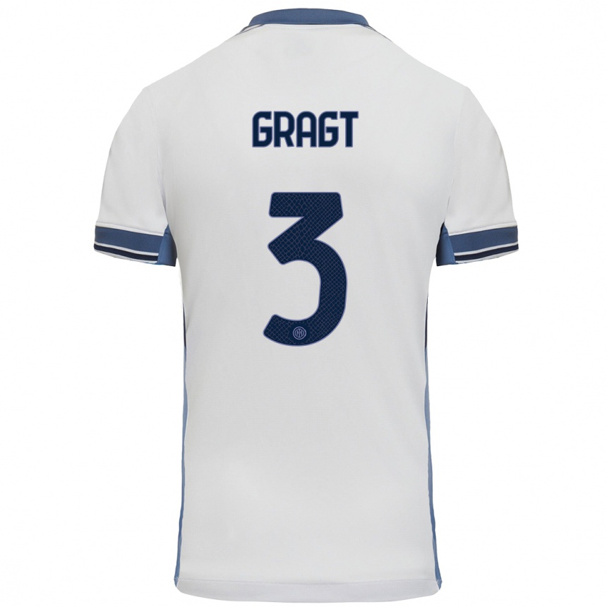 Kids Football Stefanie Van Der Gragt #3 White Grey Away Jersey 2024/25 T-Shirt Uk