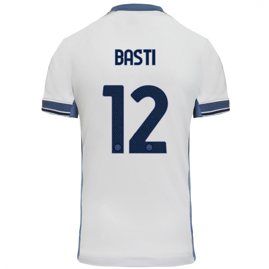 Kids Football Matteo Basti #12 White Grey Away Jersey 2024/25 T-Shirt Uk