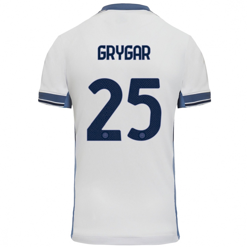 Kids Football Samuel Grygar #25 White Grey Away Jersey 2024/25 T-Shirt Uk