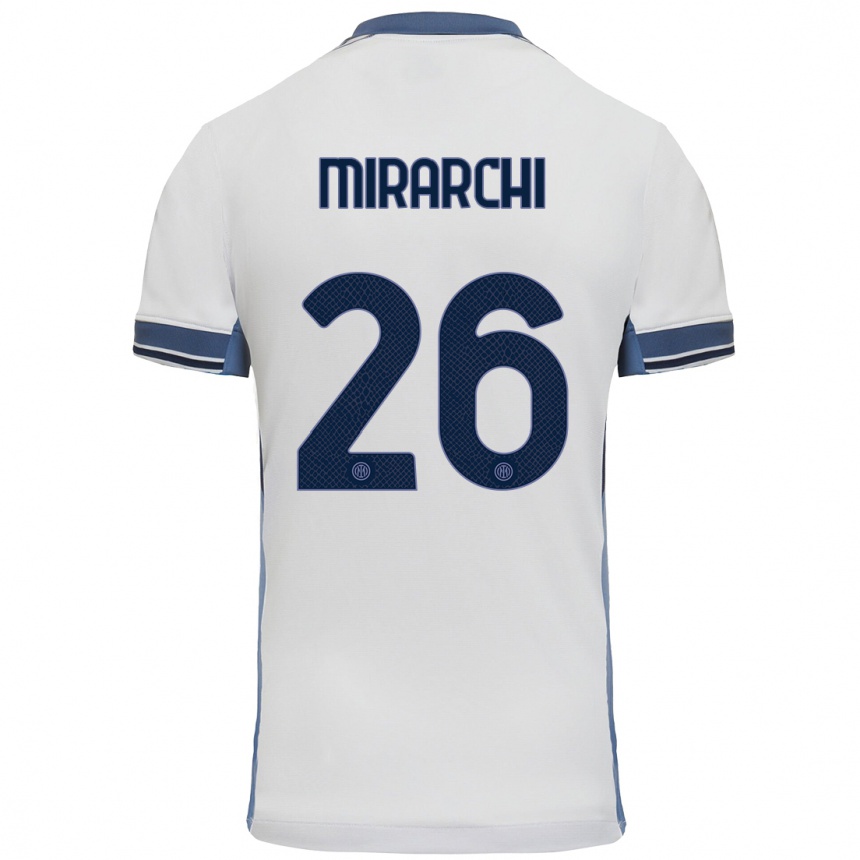 Kids Football Mattia Mirarchi #26 White Grey Away Jersey 2024/25 T-Shirt Uk